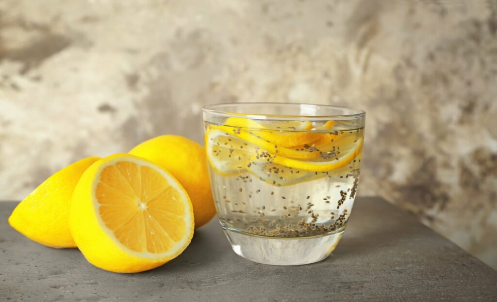 chia seeds and lemon water